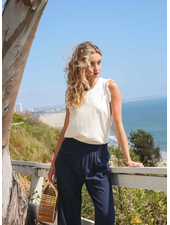 Button Back Frayed Edge Sleeveless Top
