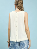 Button Back Frayed Edge Sleeveless Top