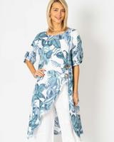High Low Leaf Print Top