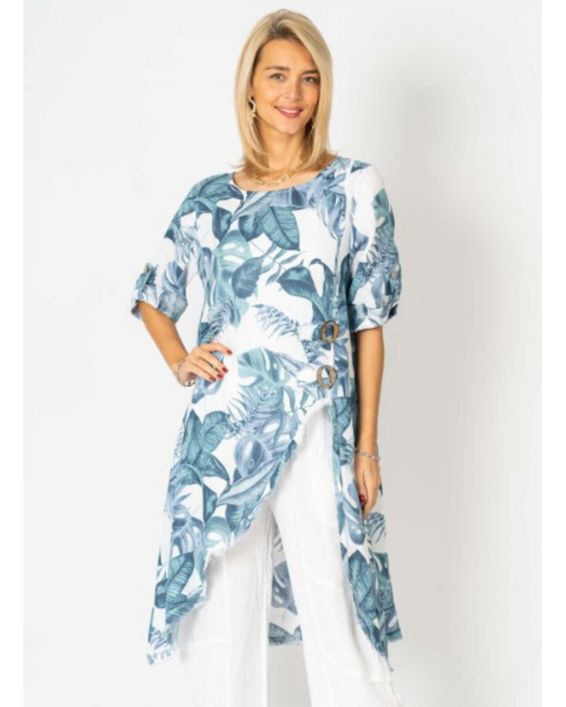 High Low Leaf Print Top