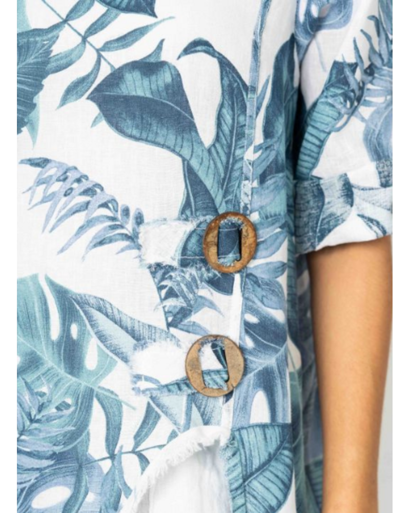 High Low Leaf Print Top