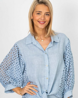 Button Up Eyelet Blouse