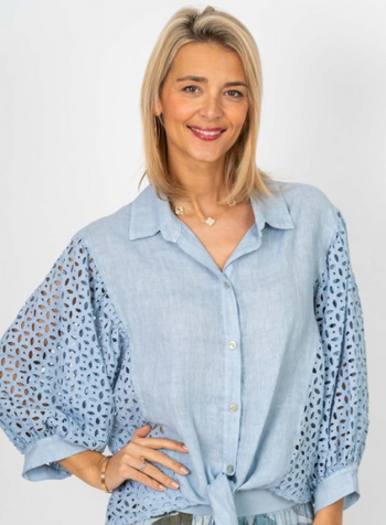 Button Up Eyelet Blouse