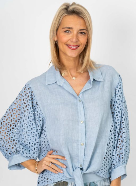 Button Up Eyelet Blouse
