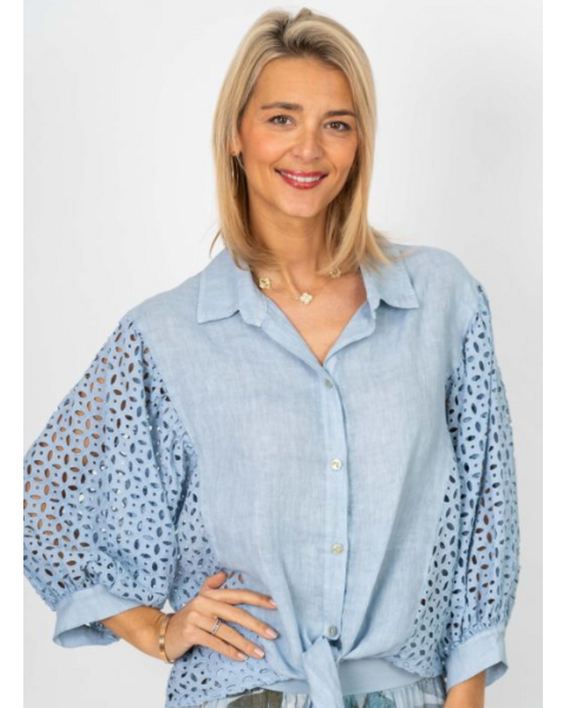 Button Up Eyelet Blouse