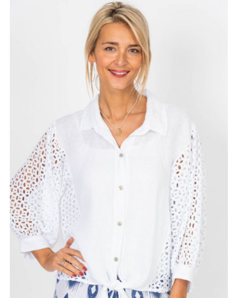 Button Up Eyelet Blouse