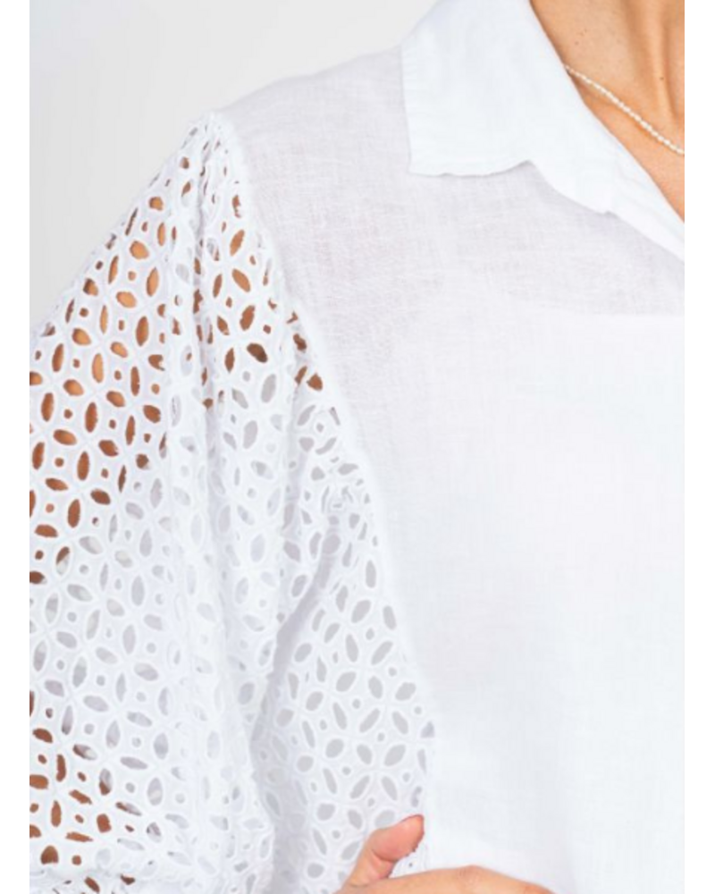 Button Up Eyelet Blouse