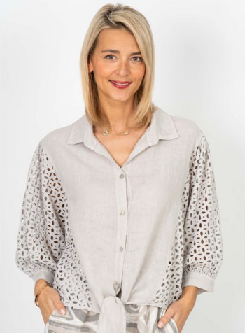 Button Up Eyelet Blouse