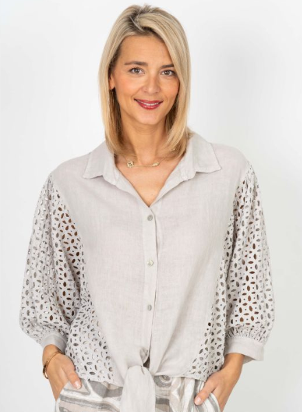 Button Up Eyelet Blouse