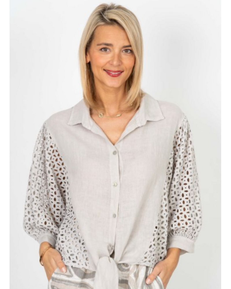 Button Up Eyelet Blouse