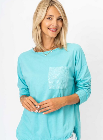 Sequin Pocket Long Sleeve Tee
