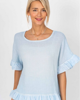 Ruffle Edge Linen Top