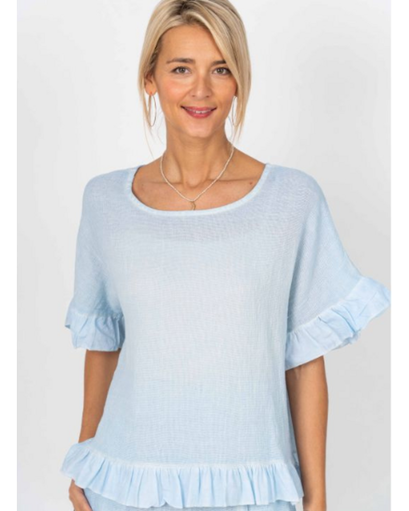 Ruffle Edge Linen Top
