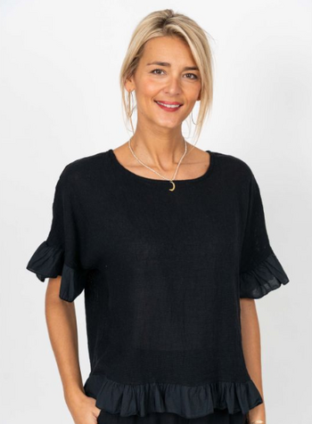 Ruffle Edge Linen Top