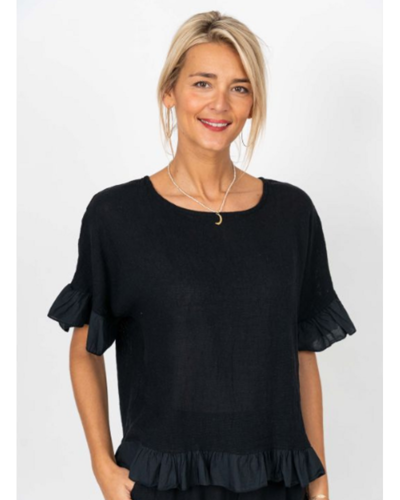 Ruffle Edge Linen Top