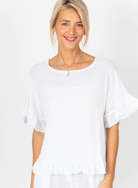 Ruffle Edge Linen Top