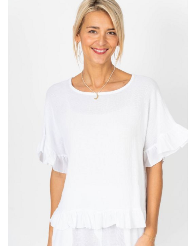 Ruffle Edge Linen Top