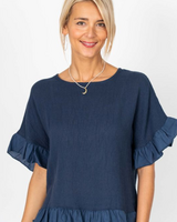 Ruffle Edge Linen Top