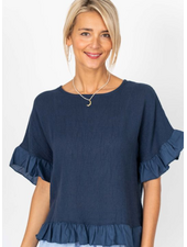Ruffle Edge Linen Top