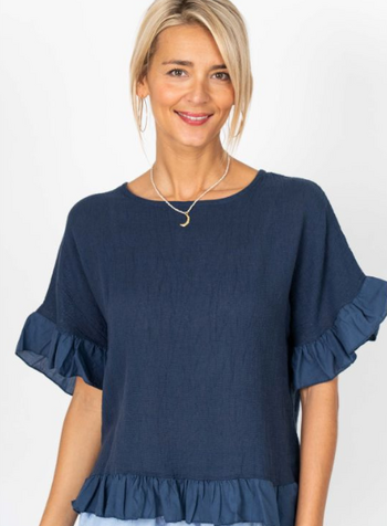 Ruffle Edge Linen Top