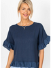 Ruffle Edge Linen Top