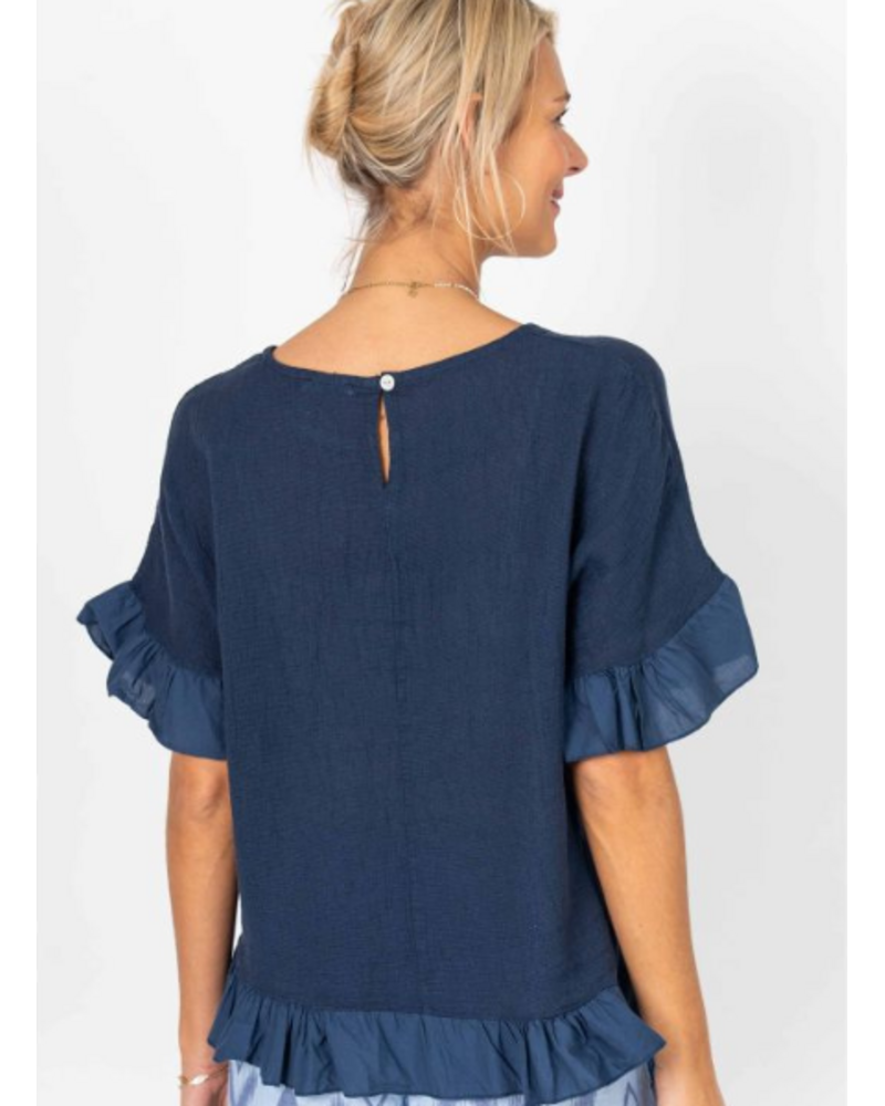 Ruffle Edge Linen Top