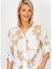 Gold Flower Tie Front Top