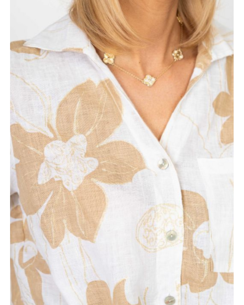 Gold Flower Tie Front Top