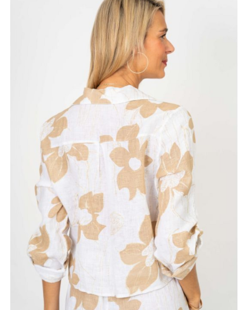 Gold Flower Tie Front Top