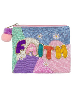 Sparkly Beaded "FAITH" Zipper Pouch