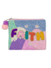 Sparkly Beaded "FAITH" Zipper Pouch