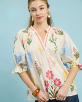 Spring Flower V-Neck Top