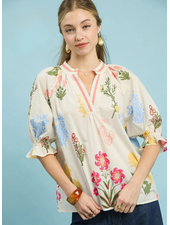 Spring Flower V-Neck Top
