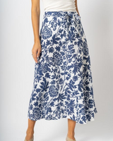 Linen Floral Print Skirt