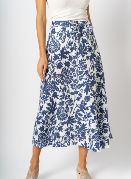 Linen Floral Print Skirt