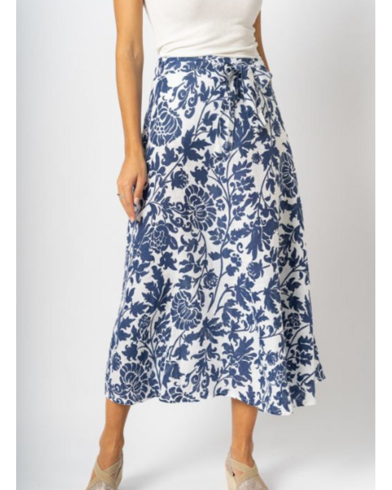 Linen Floral Print Skirt
