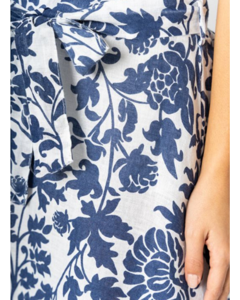 Linen Floral Print Skirt
