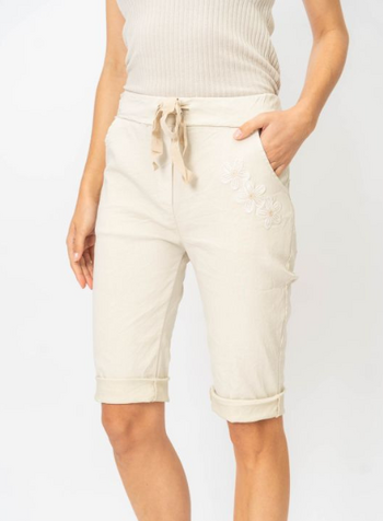 Embroidered Flower Shorts