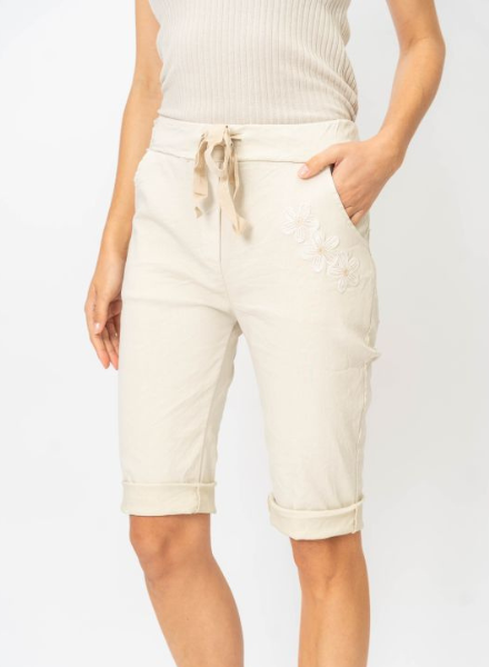 Embroidered Flower Shorts