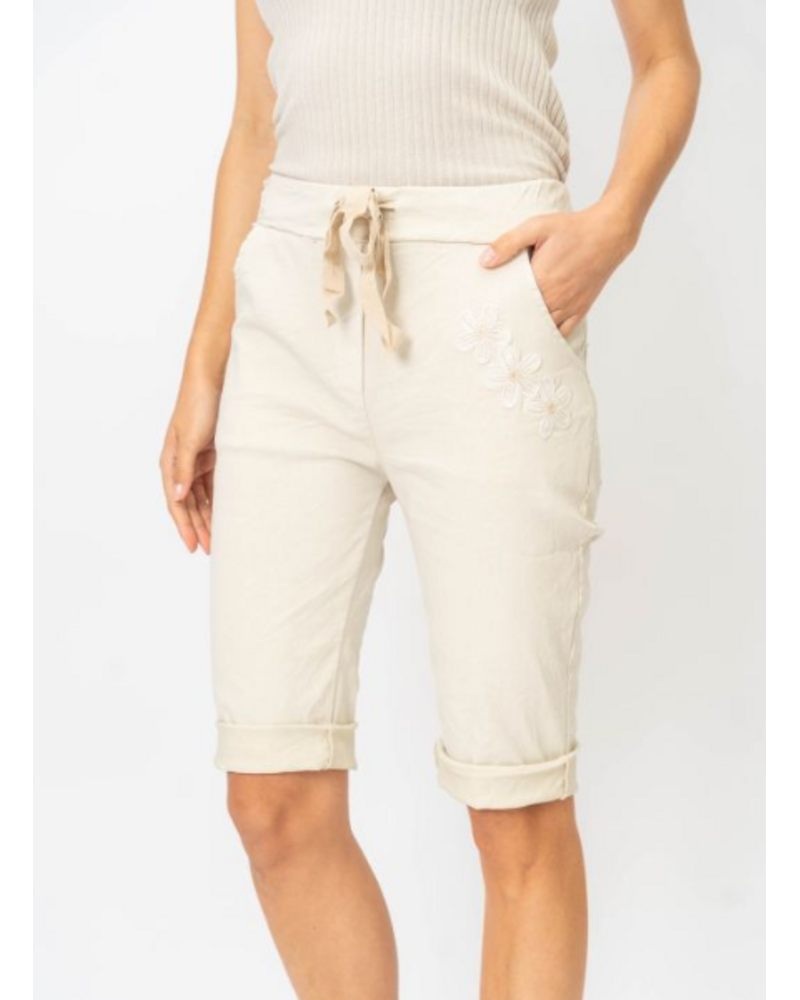 Embroidered Flower Shorts
