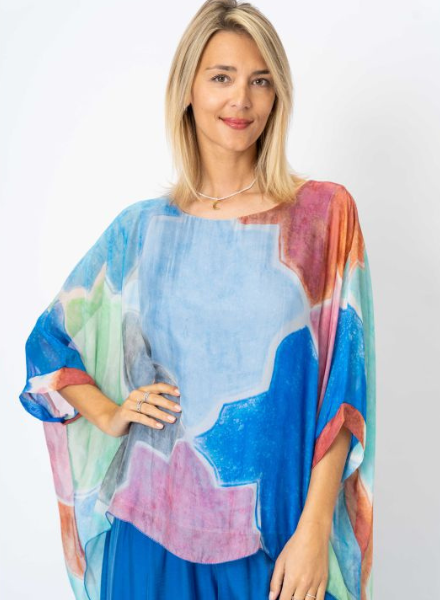 Mosaic Print Silk Blouse
