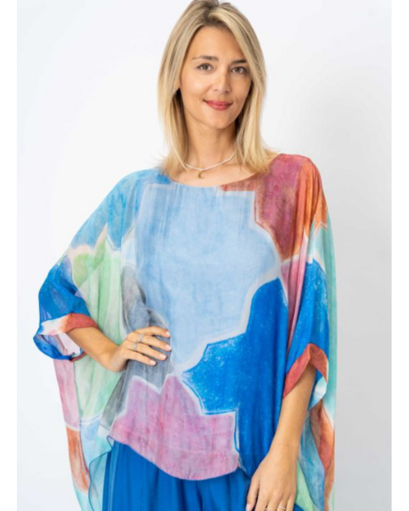 Mosaic Print Silk Blouse