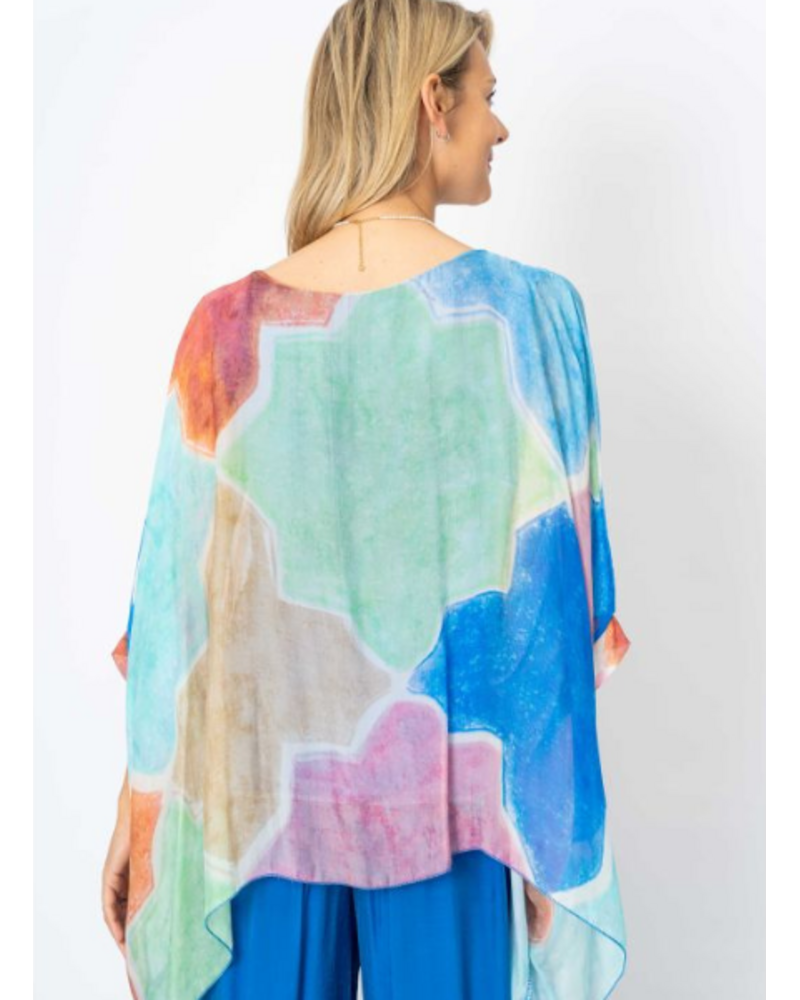 Mosaic Print Silk Blouse