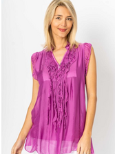 Sleeveless Silk Ruffle Blouse