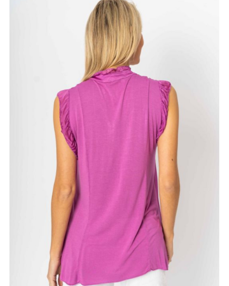Sleeveless Silk Ruffle Blouse