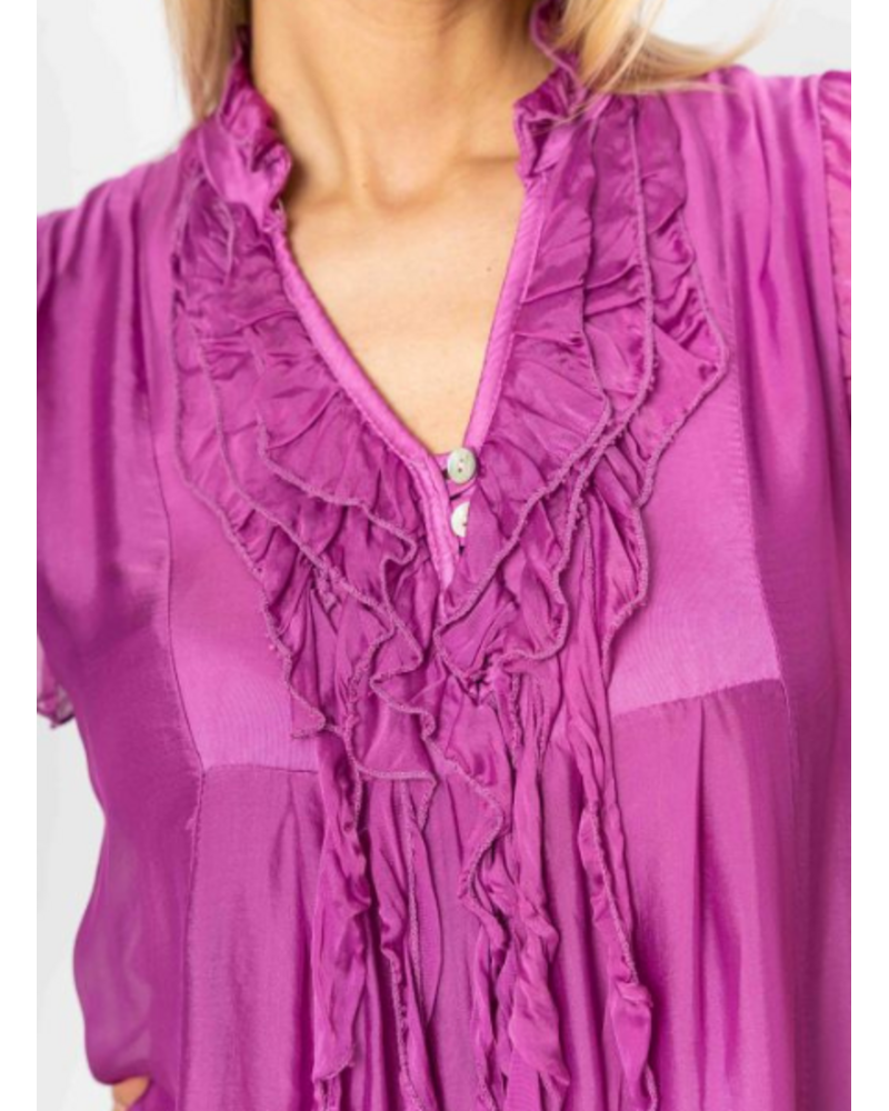 Sleeveless Silk Ruffle Blouse