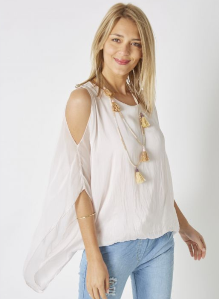 Cold Shoulder Silk Top