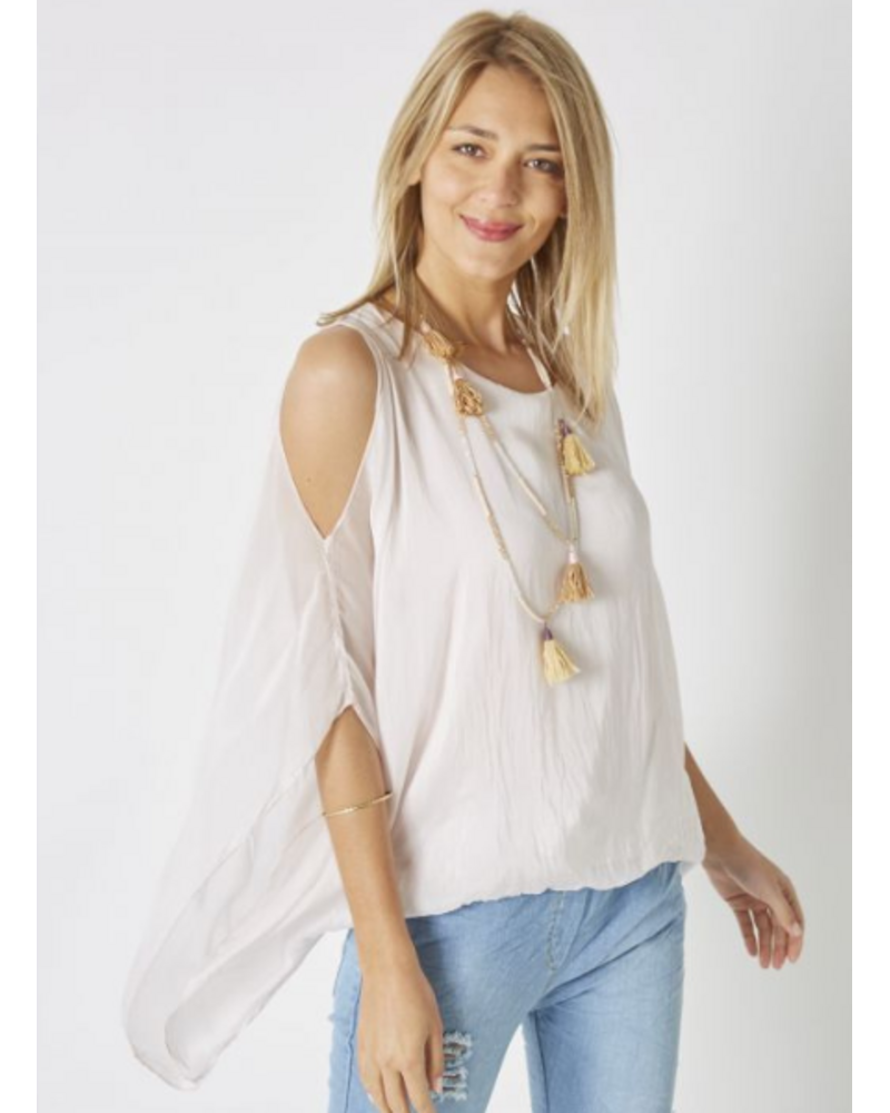 Cold Shoulder Silk Top