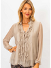 Ruffle Front Silk Blouse