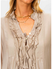 Ruffle Front Silk Blouse